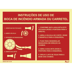 Instruções de uso de boca de incêndio armada ou carretel