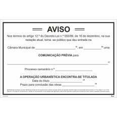 Aviso 21 - Comunicação prévia - Operação titulada